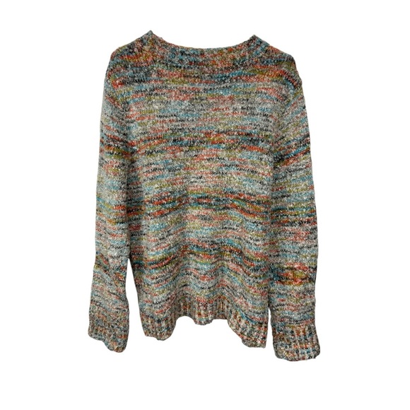 Baciano Multicolor Textured Fall Muted Tone Striped Sweater, Large - Picture 2 of 6